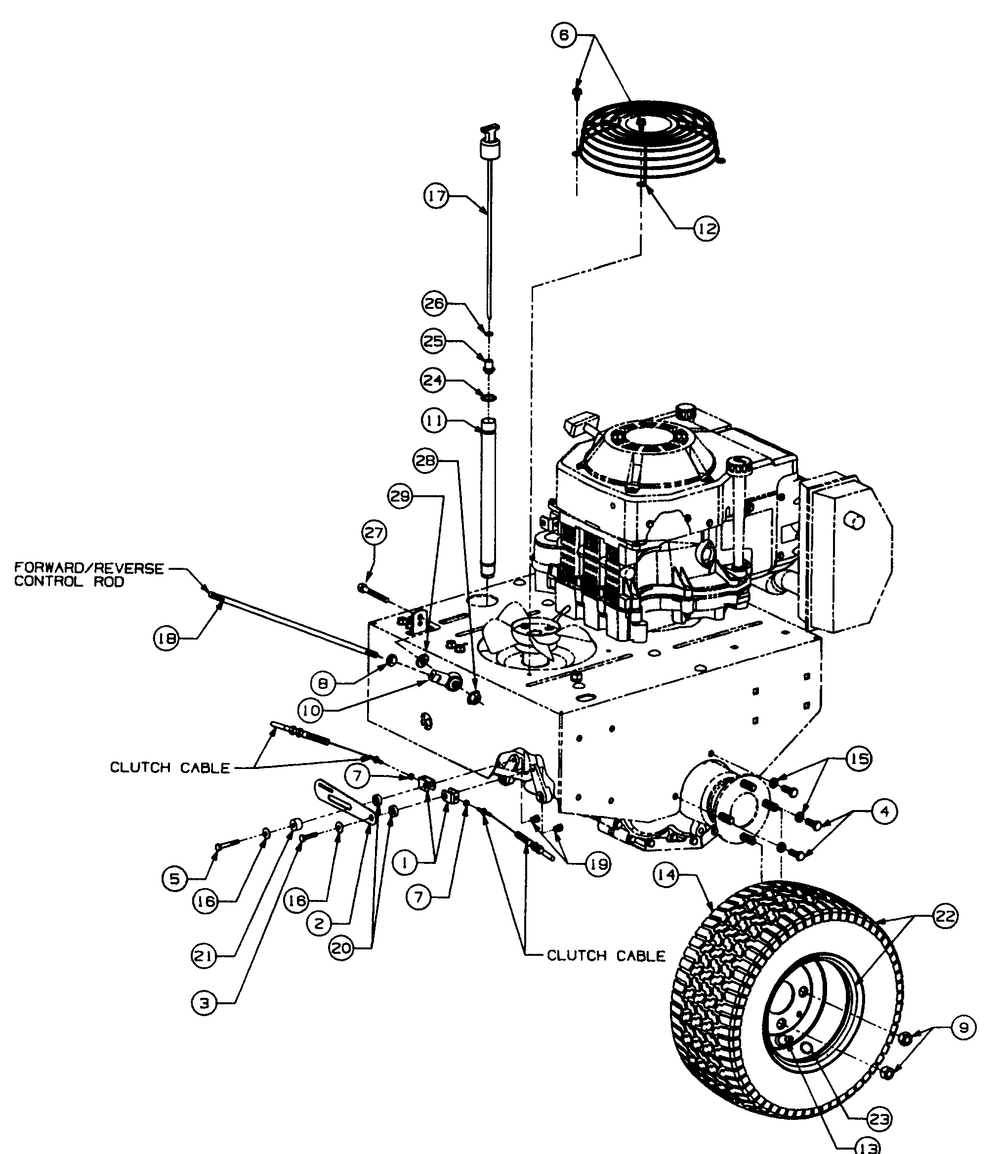Lower Controls Diagram and Parts List for 4815F-PRO 556C465M100 Cub Cadet Lawn Mower